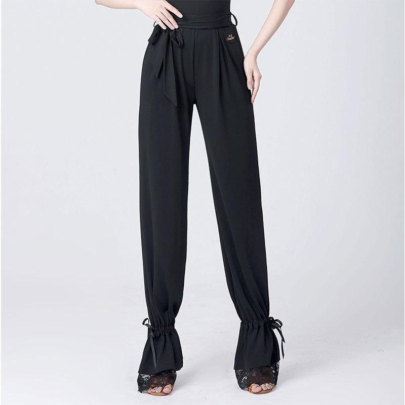 Women Elastic Waist Latin Dance Pants Dance Standard Dance Ballroom Professional Practice Pant S