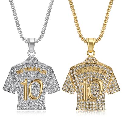 New Hip-hop Jewelry with Diamond Studded Soccer Star Number 10 Jersey Pendant Necklace