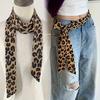 Leopard Small Long Silk Scarf Belts for Women Chiffon Strap Winter Warm Windproof Y2k Irregular Scarf Waste World Punk Party