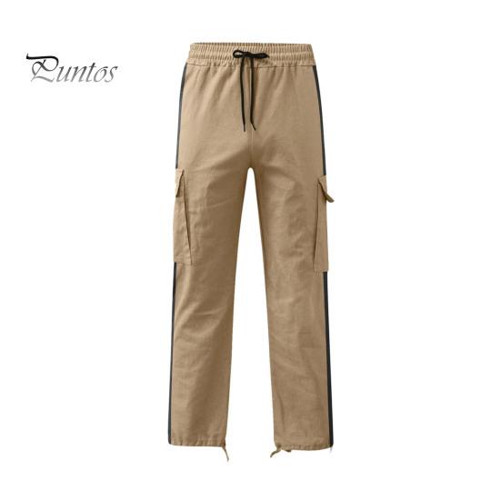 

Мужские брюки с несколькими карманами, эластичный пояс на шнурке, широкие свободные брюки-карго, повседневные однотонные спортивные штаны для походов на свежем воздухе и кемпинга M хаки