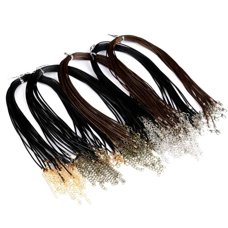 100pcs 1.5/2mm Leathers Adjustable Braided Rope Necklace Pendant Charm Findings Lobster Clasp String Cord Jewelry Making