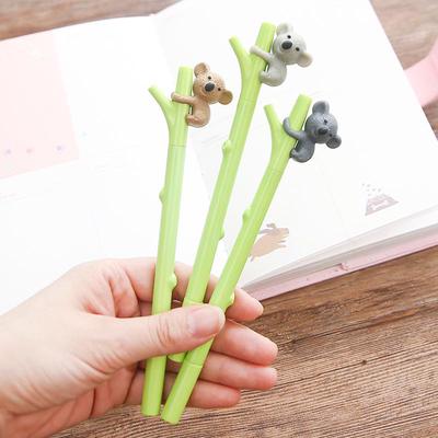 3pcs Cartoon Koala Gel Pen Green Branch Black Color 0.5mm Ballpoint Cute School Supplies A6719