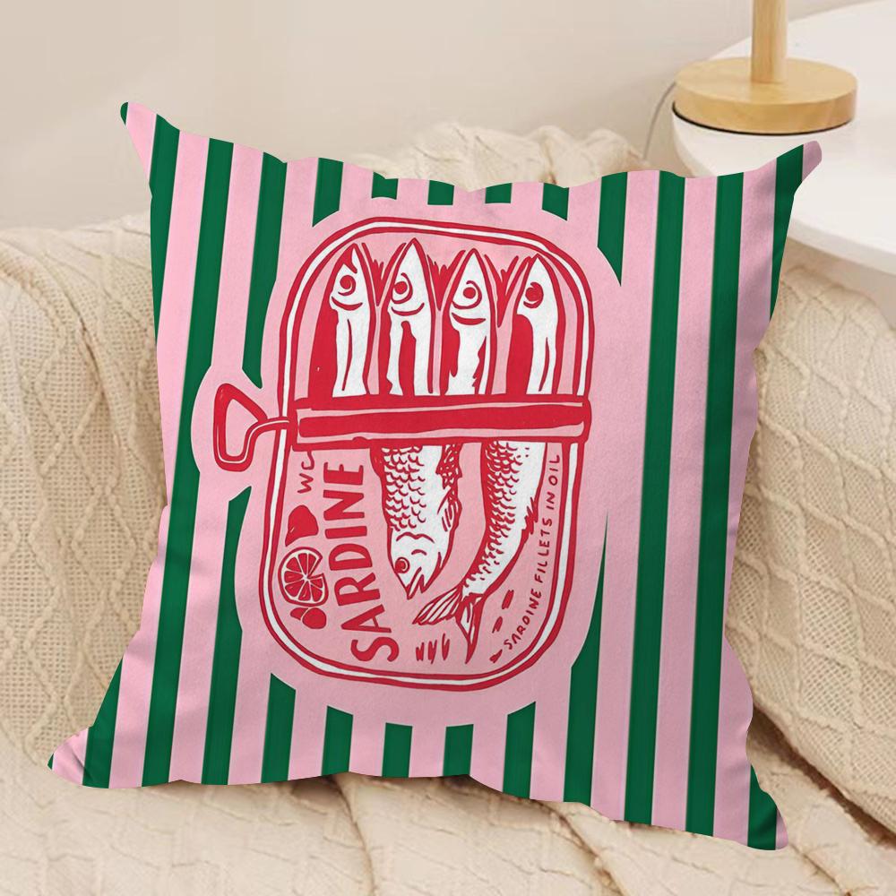 CoastalCharm Sardine Can Cushion Cover Soft Plush Fabric DoubleSided Printed Sofa Cushion Cover for All Seasons Home Decor Gift