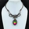 Bi-Color Tourmaline Necklace Jewelry, 999 Copper Wire Wrapped Gemstone Necklace Handmade Jewelry, For Memorial Day