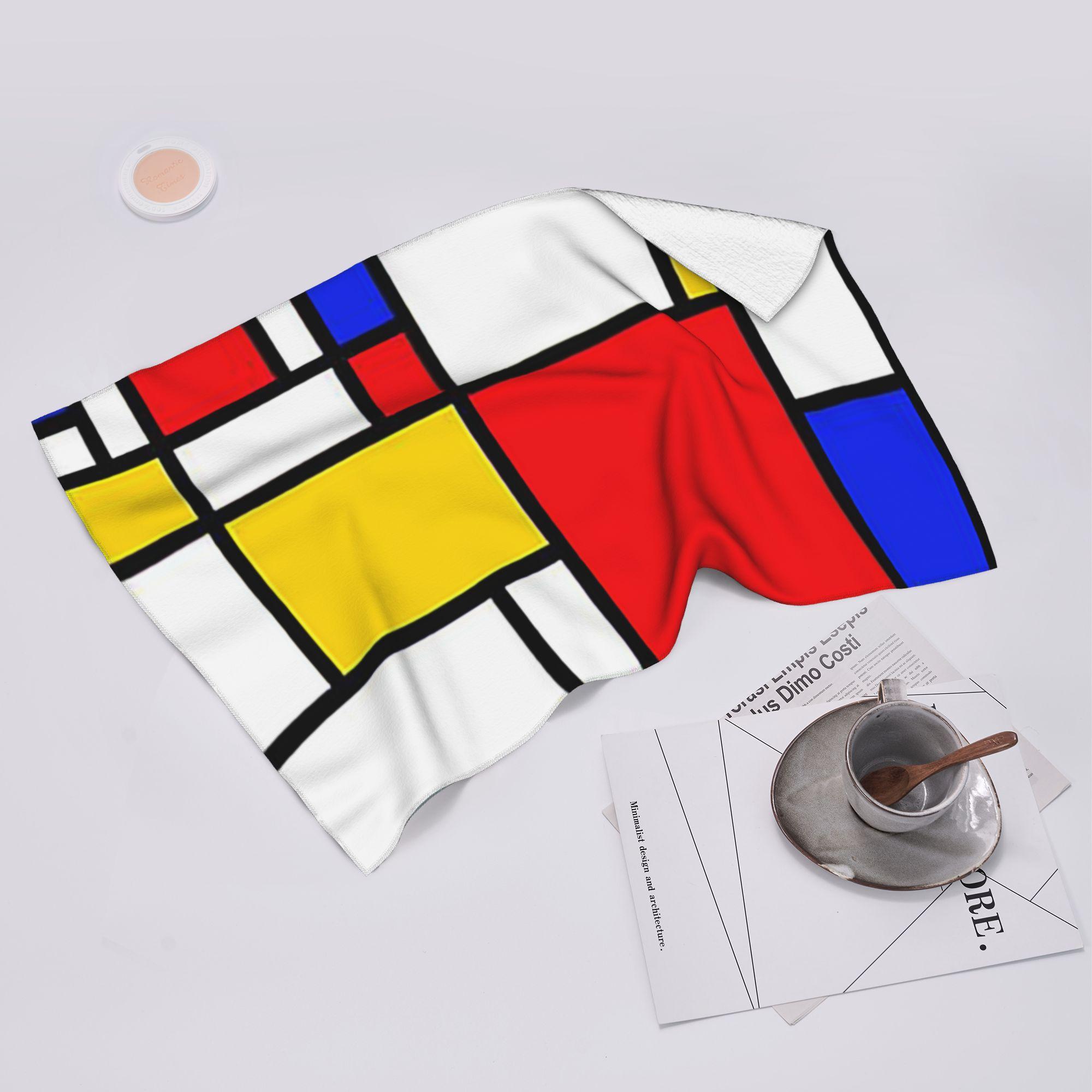 Creative Man White Mondrian Soft Face Towel Quick Dry Pool Bath Cotton Towels Absorbent