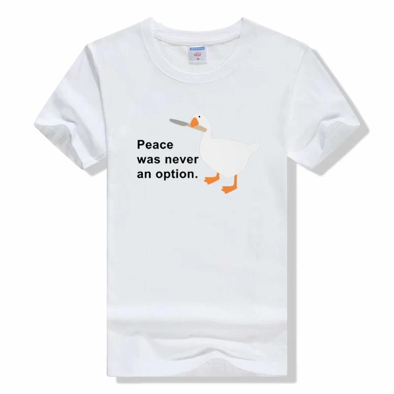 Peace Was Never An Option Goose Cartoon Print t shirt Female Tops Creative Summer Short Sleeve Tee Shirts