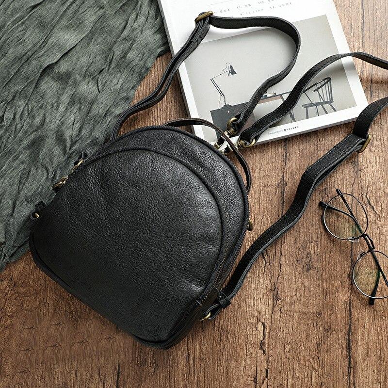 

Johnature ручной работы винтажный рюкзак из натуральной кожи женский рюкзак для отдыха мягкая яловая кожа однотонная дорожная сумка чёрный