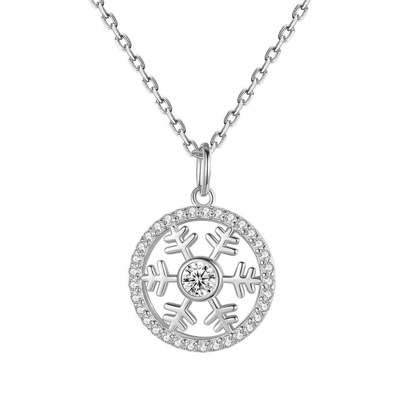 

Ferris Wheel S925 Sterling Silver Snowflake Necklace: Double-Sided Women s Pendant, Versatile High-End Clavicle Chain Jewelry. 925 Sterling Silver