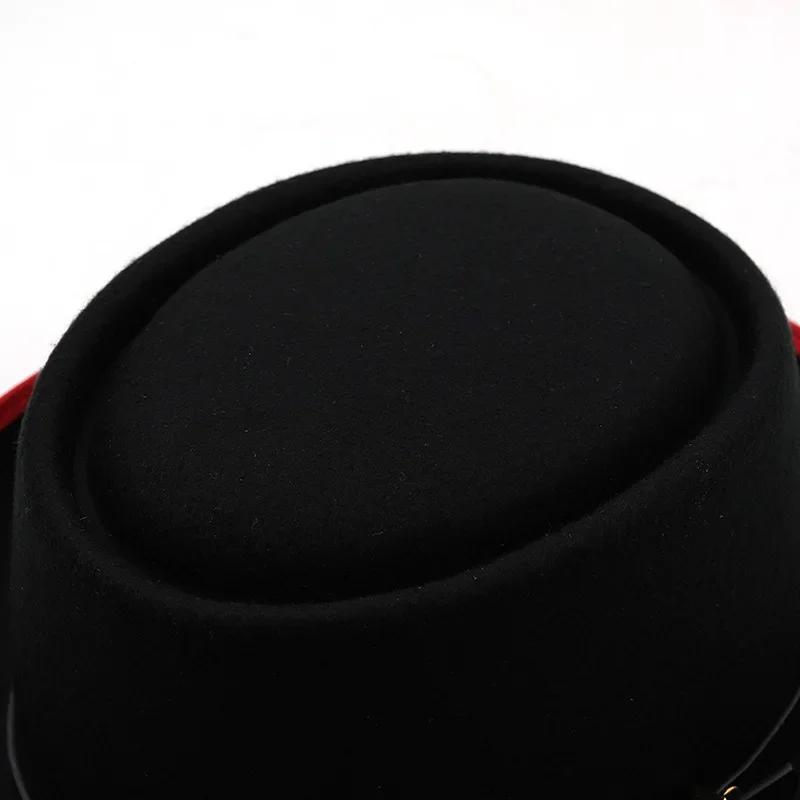 Stylish Unisex British Felt Fedora Pork Pie Hat Small Brim Classic Bowler for Party Daily Wear