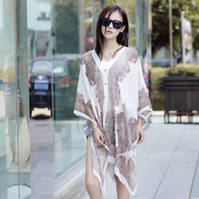 Variety Shawl  Summer Sunscreen Chiffon Printed Scarf for Women  Beaded Cashew Flowers  Super Large Beach