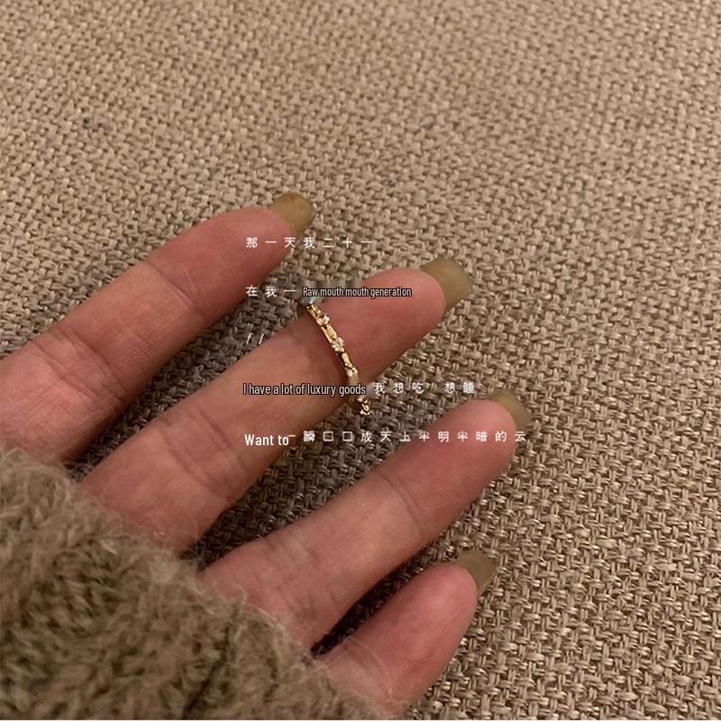 Vintage French Light Luxury Drip Glaze Ring: Elegant, Versatile Design for Women Adjustable
