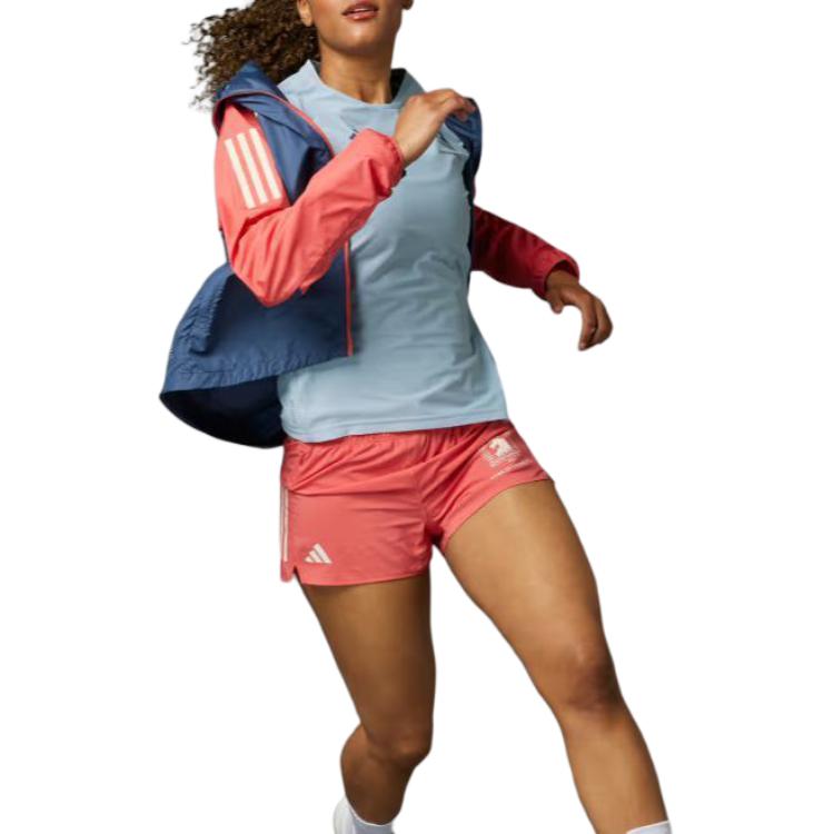 Adidas Boston Marathon® 2024 Own The Run Base Shorts Striped Print Loose Fit Casual Shorts Women Shorts Deep-Red IW0122