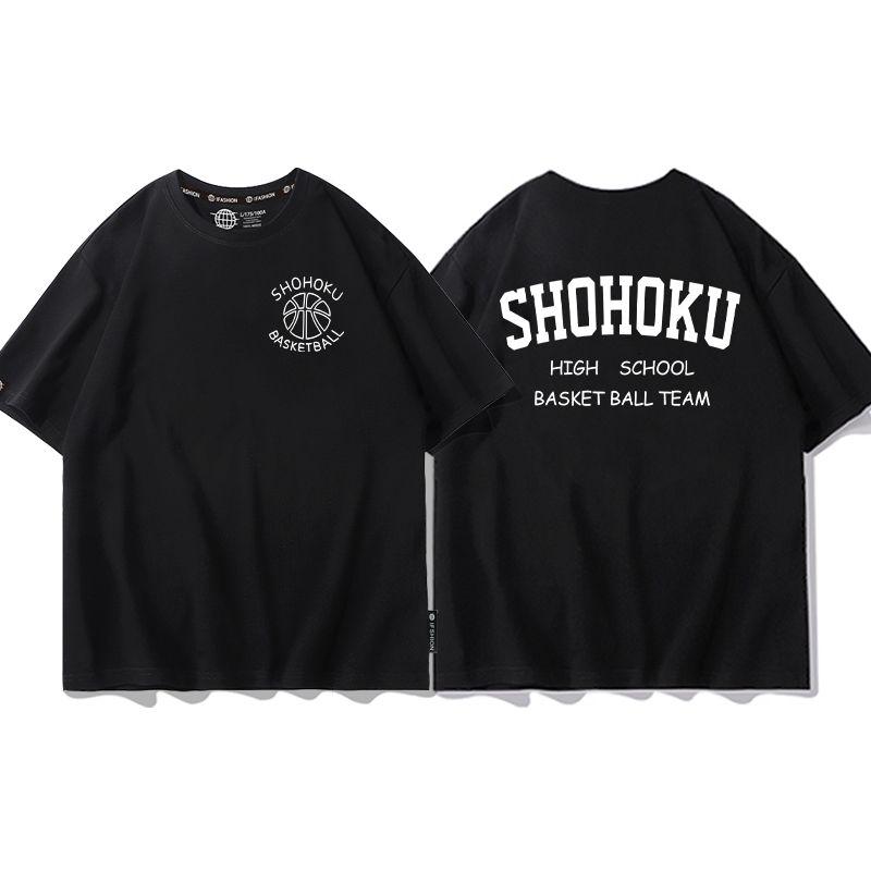 Cool anime Slam Dunk cartoon short-sleeved T-shirt for men summer front and back print loose clothes around Yukawa Kaede