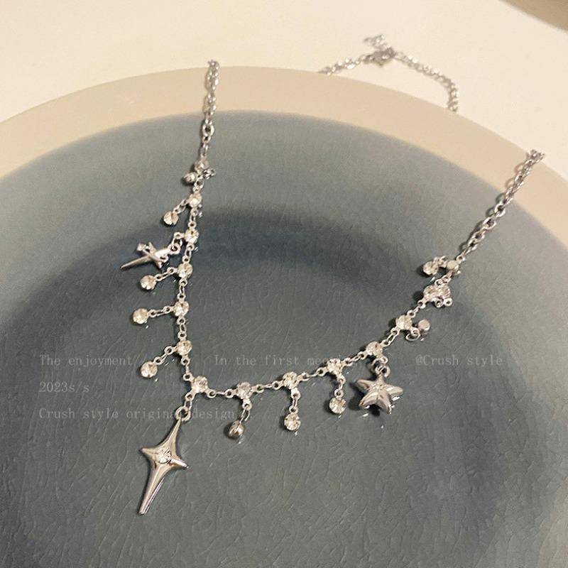 Trendy Vintage Black Star Cross Pendant Multi Layer Chain Necklace for Women Gothic Y2K Charm Jewelry Accessories Wholesale