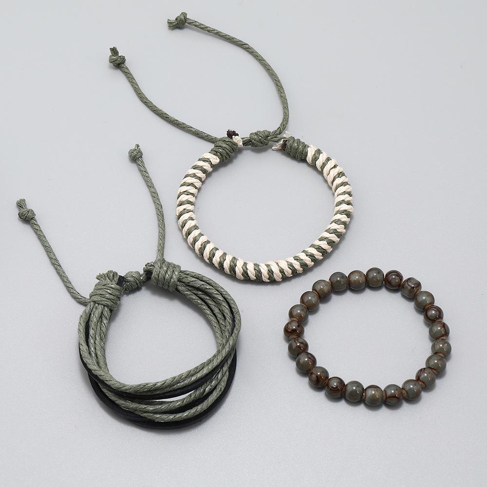 Handgefertigtes mehrlagiges geflochtenes Lederarmband-Set - Europäischer & Amerikanischer Stil für Männer