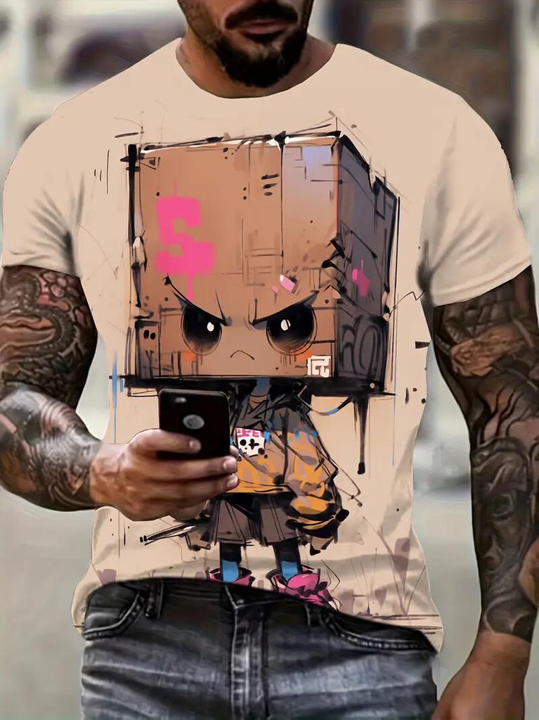 Cartoon Men's T Shirt Funny Graphic Print Summer Casual Short Sleeve Pullover Fashion T-shirts Outdoor Male Overszied Clothing