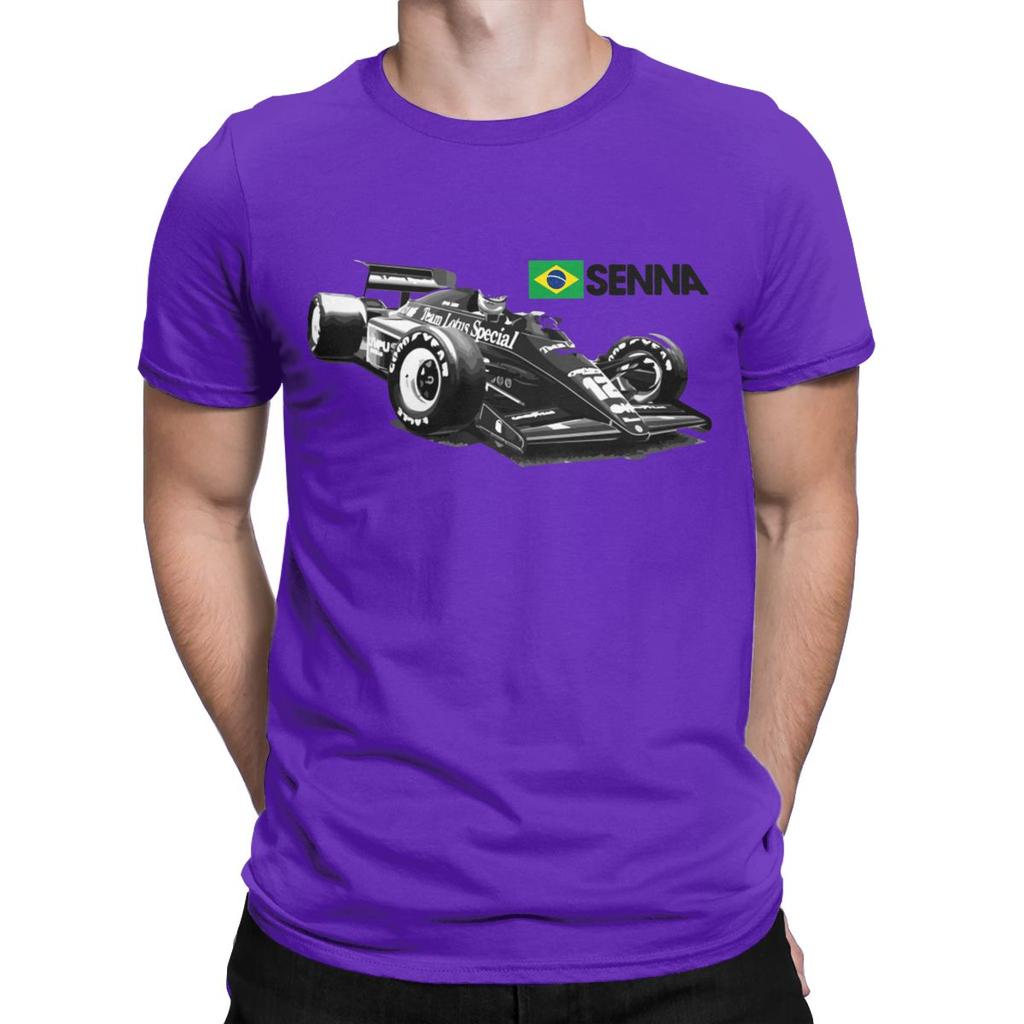 Brazilian Racer Ayrton Senna 97T Car TShirts for Men Vintage Pure Cotton Tees Crew Neck Short Sleeve large size gift Tops