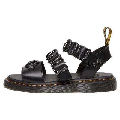 Sandali alla Moda con Fibbia in Metallo in Pelle Sandali Unisex Neri 30747001