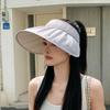 Summer sunscreen hat women's outdoor travel versatile fashion empty top hat pearl pleated big brim sun hat