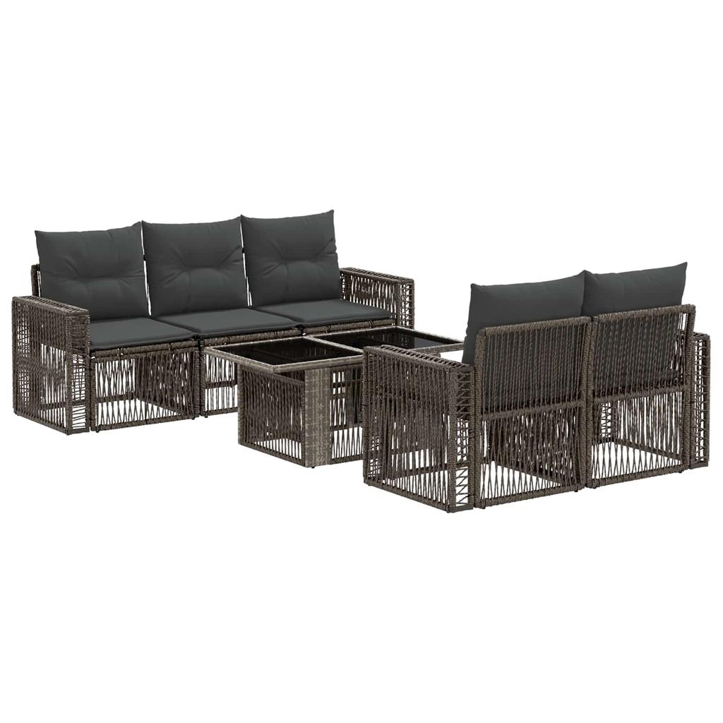 Garden Sofa Set 6 Pieces Gray and Dark Gray Poly Rattan