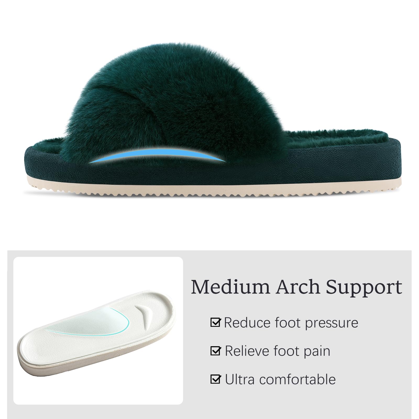 Goosecret Женские пушистые тапочки с перекрестными ремешками — фото 5