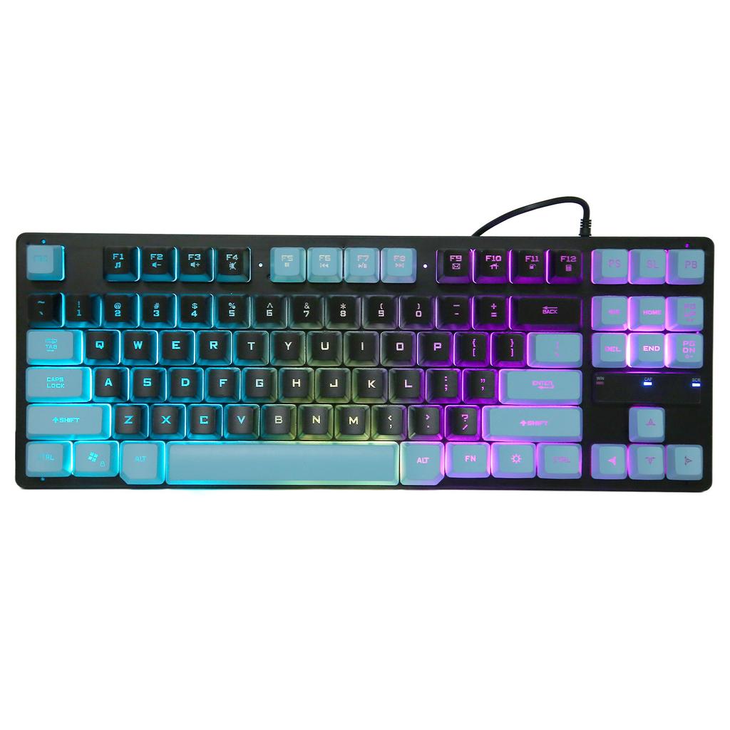 Wired Gaming Keyboard 87 Keys Ergonomic Color Backlit Design Desktop Notebook Computer AccessoriesBlue and Black