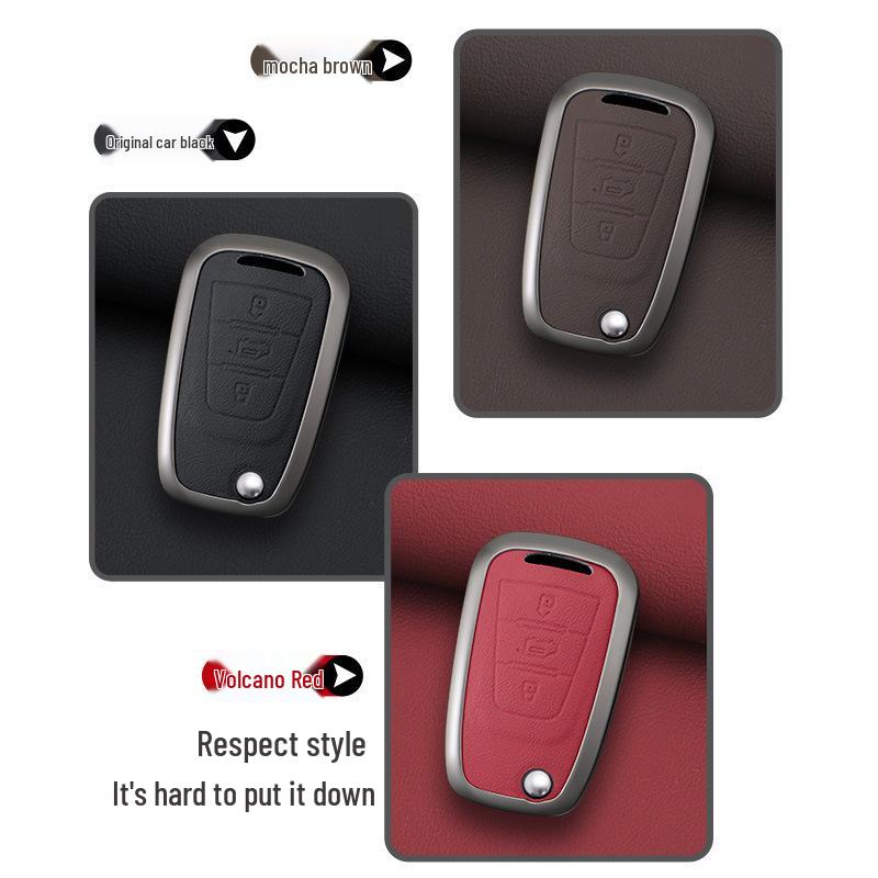 Compatible with 23 SAIC MAXUS V80 Models: Metal Key Cover with Genuine Leather Buckle.
