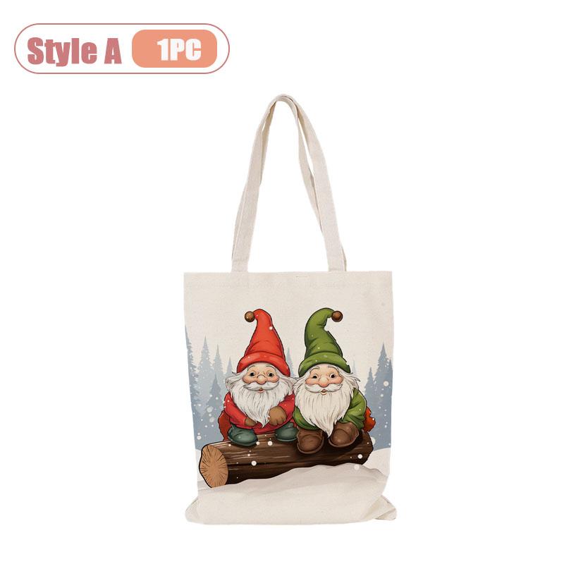 1-5PCS Christmas Shoulder Tote Bag for Women Reusable Zipper Lunch Bag Grocery Shopping Tote Holiday Gift Eco Friendly Carry