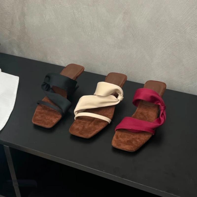 Fashion Hot Selling 2025 Summer New Fashion Temperament Niche Retro Wedge Sandals Square Toe Open Toe High Heel Sandals and Slippers