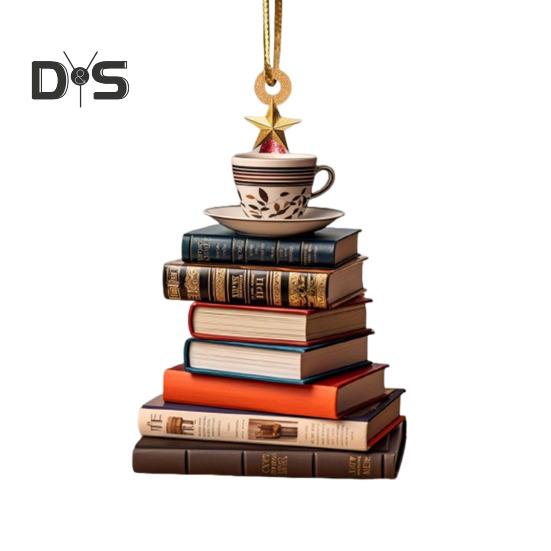 Christmas Tree Pendant Acrylic Tree Shape Book Cucumber Ornament Xmas Tree Hanging Decoration for Indoor Outdoor Winter Decor