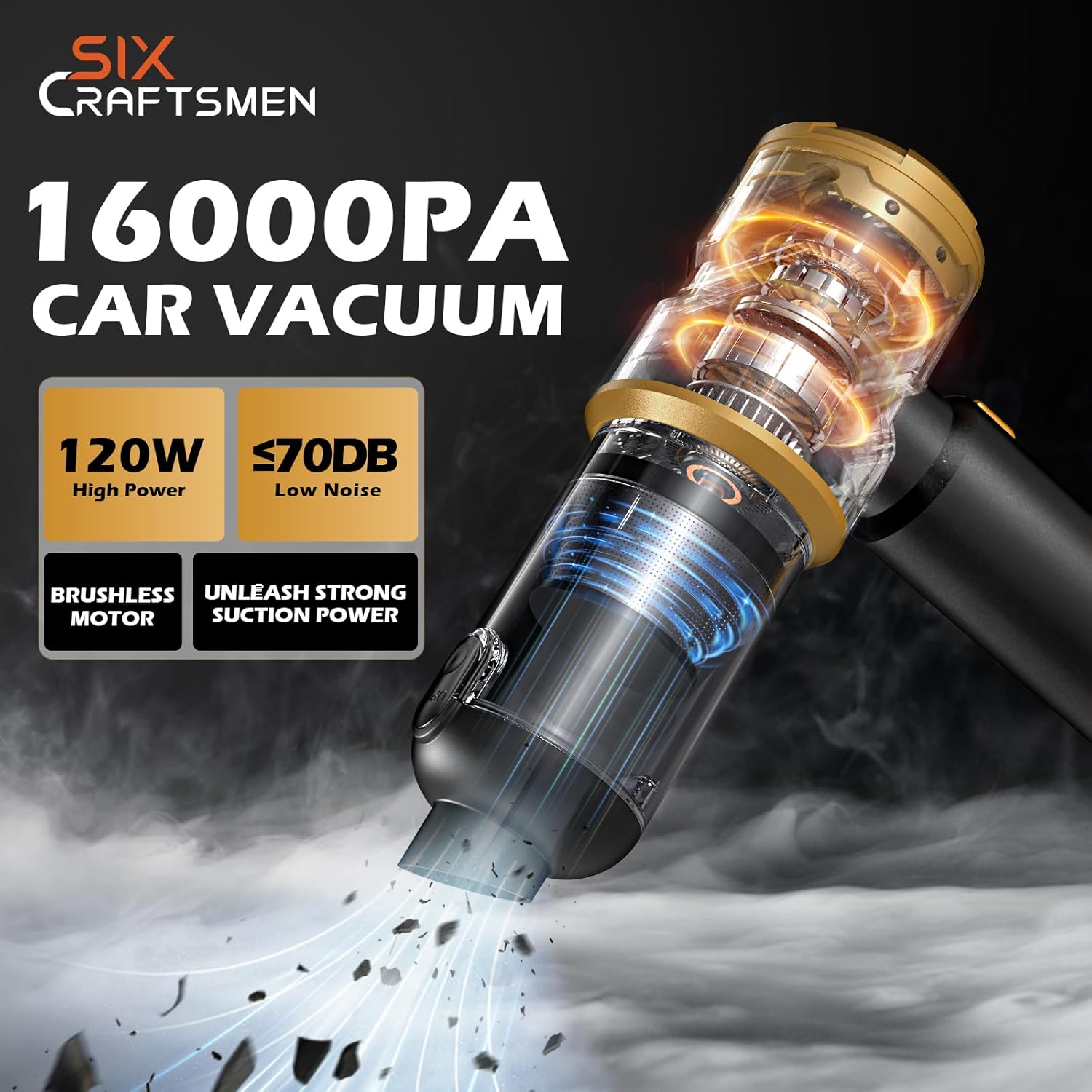 

Cordless Handheld Car Vacuum 16000PA, 4-in-1 Portable Mini Vacuum with 2 Batteries for Car, Home, Office United States