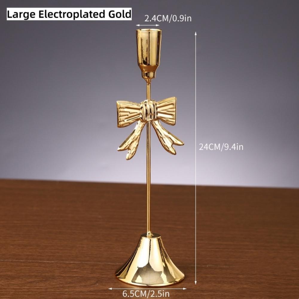 Iron Candlestick Golden Taper Candle Stands Classic Bow Candle Holder  For Wedding/Table Decor