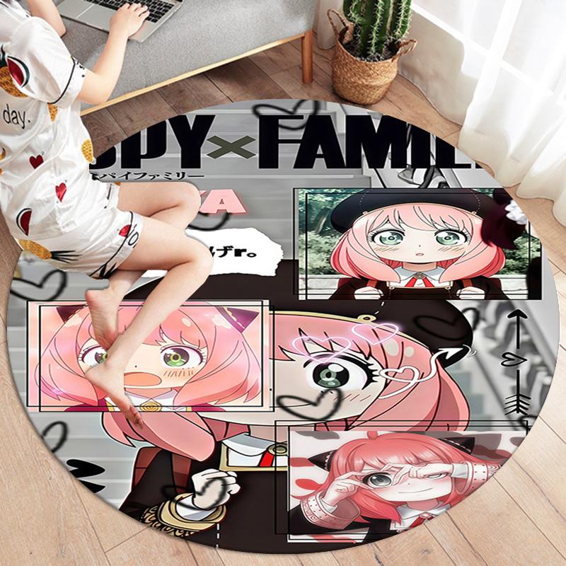 Spyfamily Round Area Rug Carpet Rug For Living Room Bedroom Sofa Playroom Decor Nonslip Floor Mat