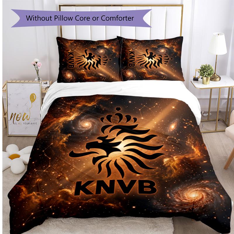 Netherlands Football Printed Bedding 3 Piece Set Cozy Breathable Bed Cover Set as Housewarming Holiday Gift