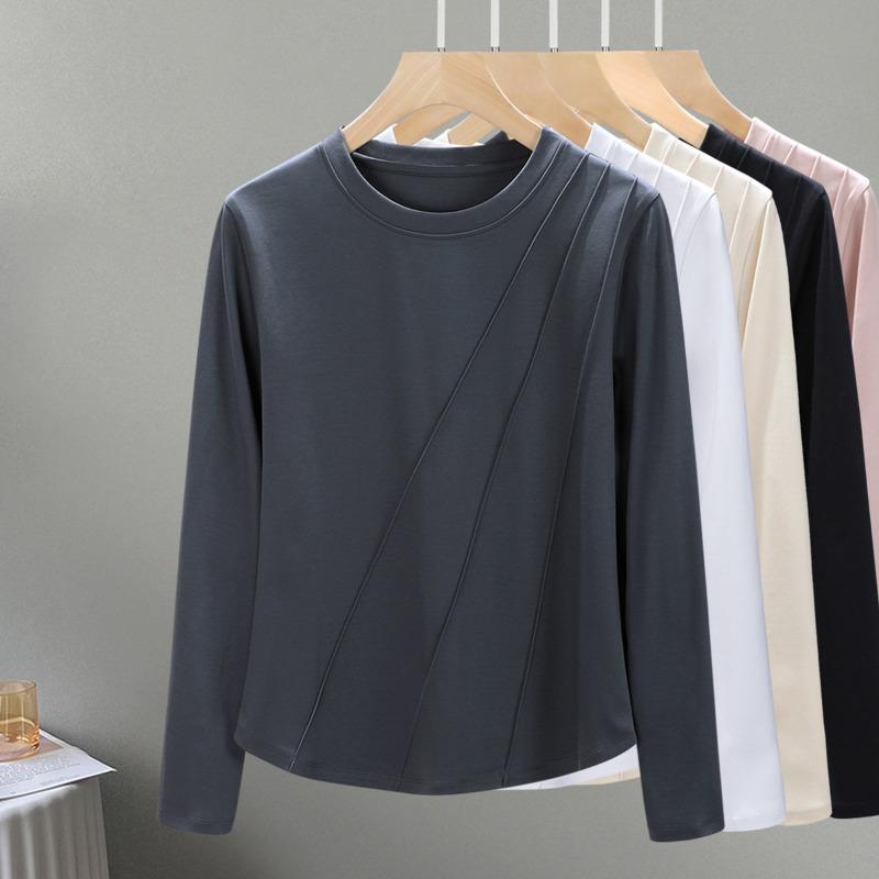 

Кхмерская женская осенняя тонкая кофта с длинным рукавом из мерсеризованного хлопка, модный летне-осенний топ с дизайнерским чувством, внутренняя базовая рубашка XXXL