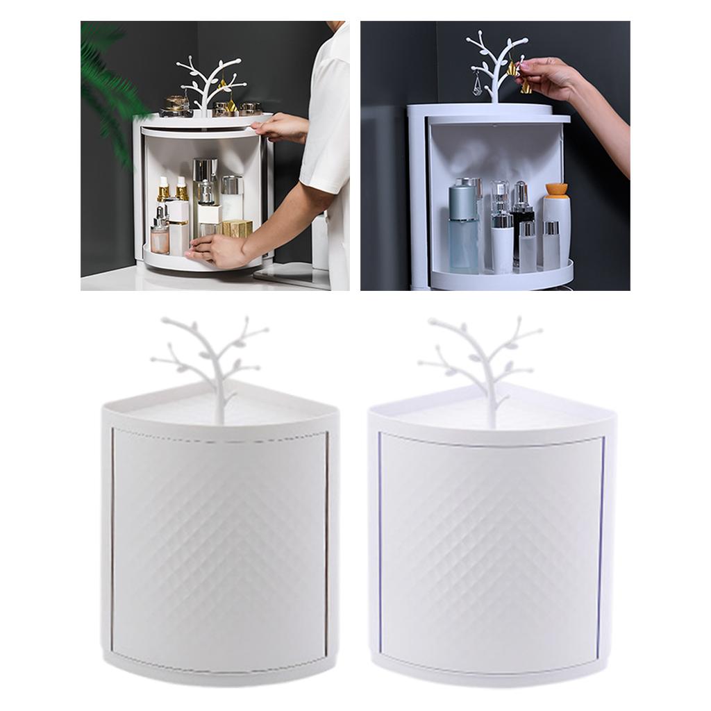 360° Rotating Multi-Function Corner Locker Holder Box Dust Wall Hanging Display Cabinet Bookcase
