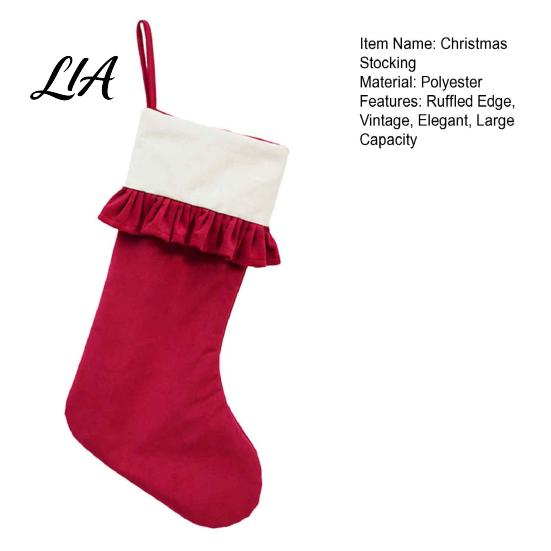 Decorative Xmas Stockings for Home Decor Large Ruffled Cuff Christmas Stockings, Thick Gift Sack with Hanging Elegant Tree Rope, Fireplace Candy
