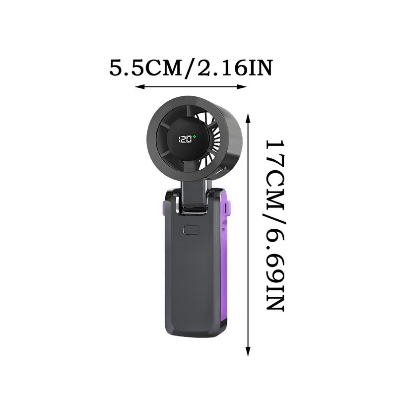Rechargeable Fan Foldable Cooling Fan With Digital Display Multi-speed Settings Lightweight Cooling Device For Backpacking