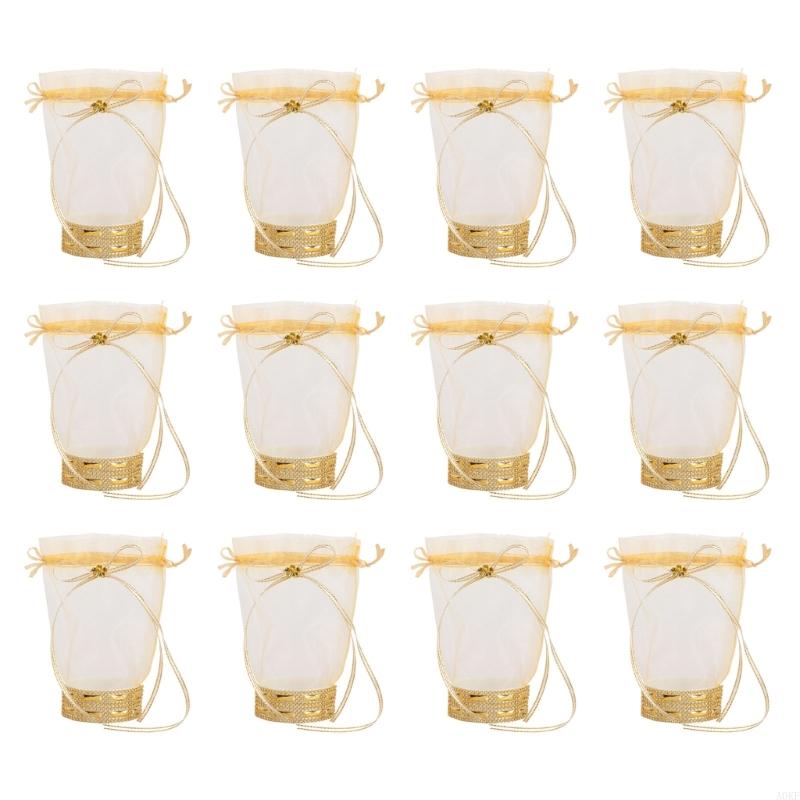 12 Count Clear Drawstring Bags Sweet Bags Empty Jewellery Pouches Candy Bag Handmade Soap Packaging for Birthday Wedding A0KF