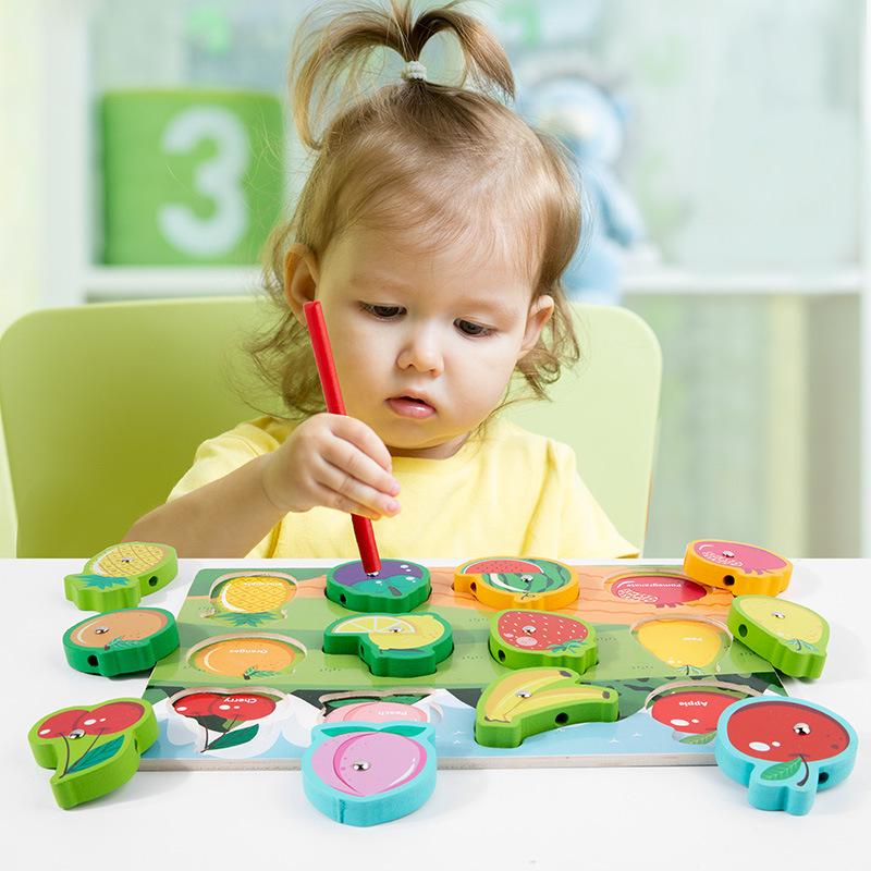 Children wooden three-dimensional animal puzzle puzzle panel cognitive early education educational toys shape matching board building block