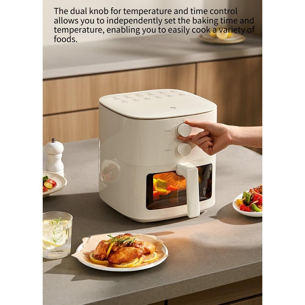 Mijia Air Fryer 5L, No Turn Over Cooking, 6.2" Clear View Window, High Temp Resistant Metal Liner, Multi-Function Air Fryer for Home