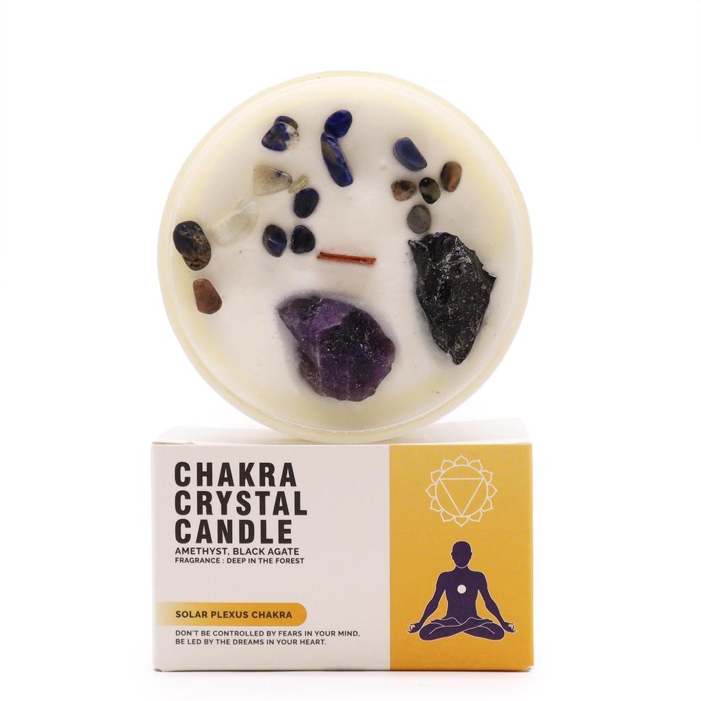 Solar Plexus Chakra Crystal Candle Amethyst Black Agate