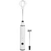Piccola frusta elettrica portatile, mini schiumatore per caffè, latte, cioccolata calda, ricarica USB, bianco