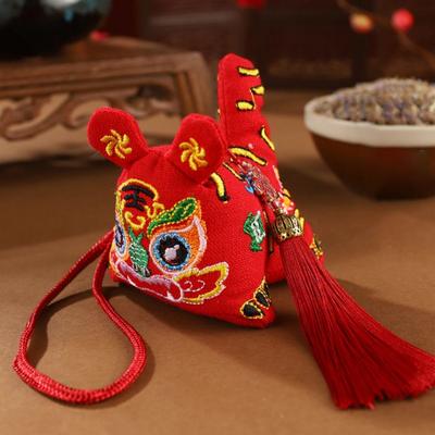 Ancient Five Tiger Sachet Embroidery Craft Handicrafts Dragon Boat Festival Sachet Safety Embroidery Car Pendant Car Accessories