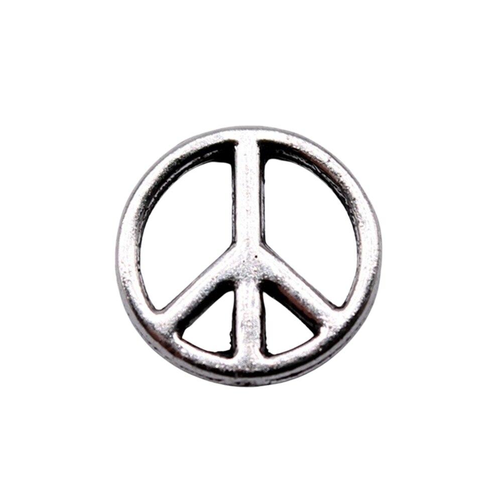 

40 шт., подвески в виде символа мира, аксессуары для ключей, цвет античное серебро, 10х10 мм