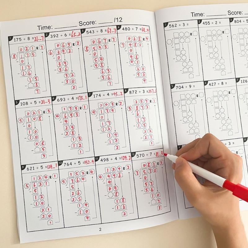 Grund- und Mittelschule Mathe Arbeitsbuch Freundliche Materialien Multiplikation Division Übungen Praktisches Mathe Übungsbuch