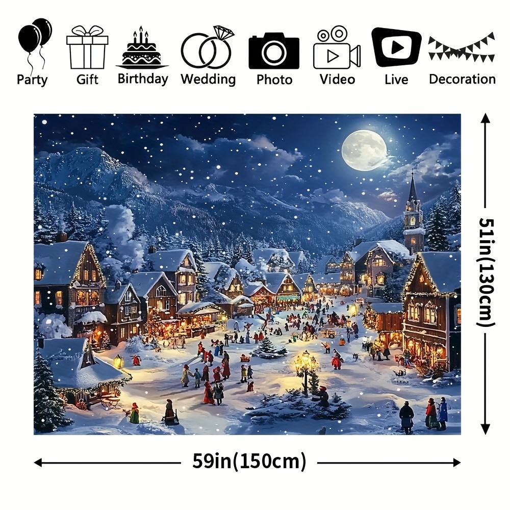 Christmas Village Scene Decoration Background Winter Photography Backdrop Decorations For Photo Studio Photo Booth Christams Party
