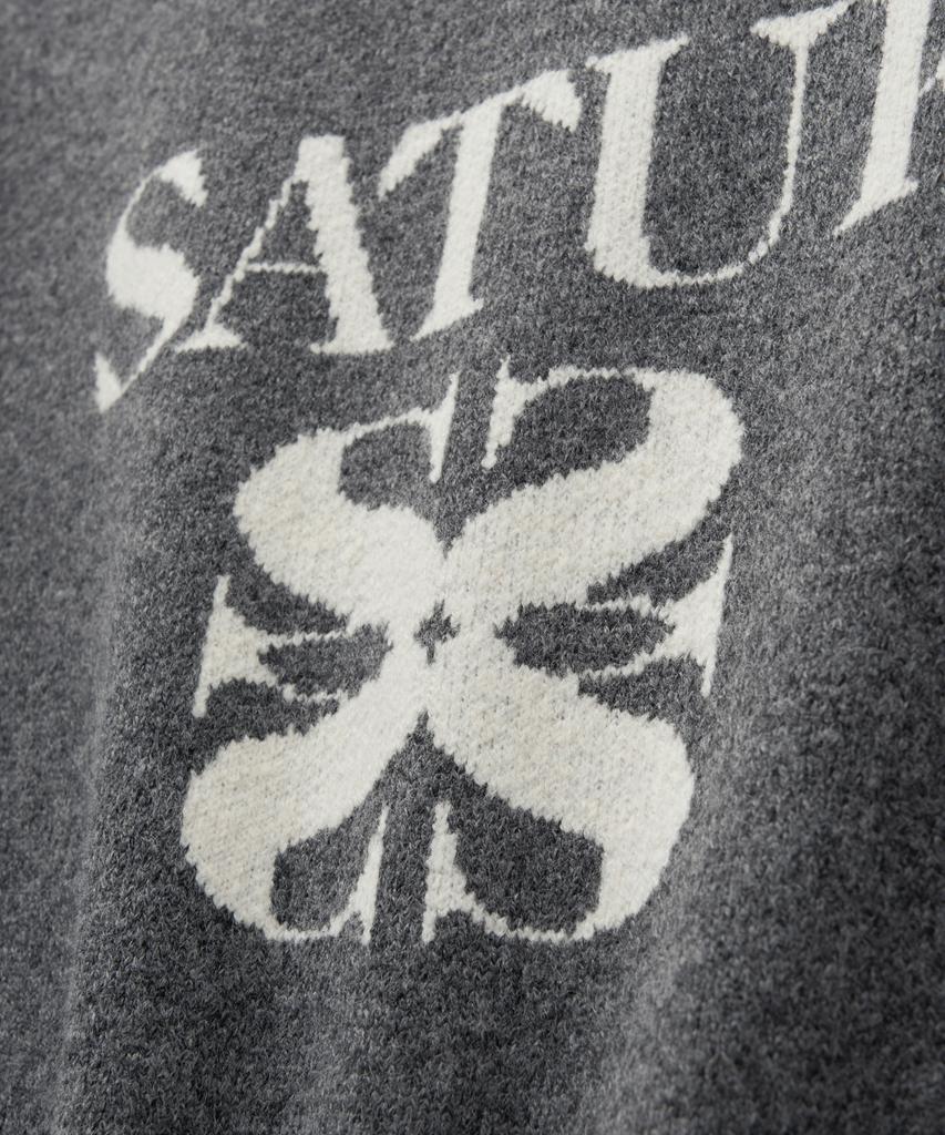 Seteo Basic Logo Jacquard Crew Neck Knit Charcoal