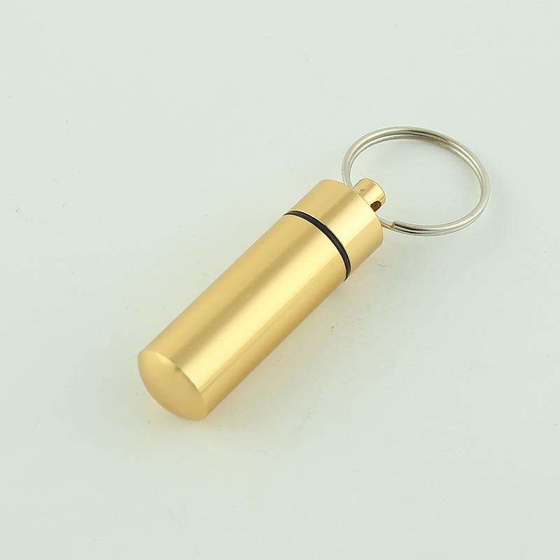 Portable Medicine Bottle  Mini Aluminum Alloy Keychain  Hanging Bottle  Sealed Compartment Waterproof Metal Medicine Box