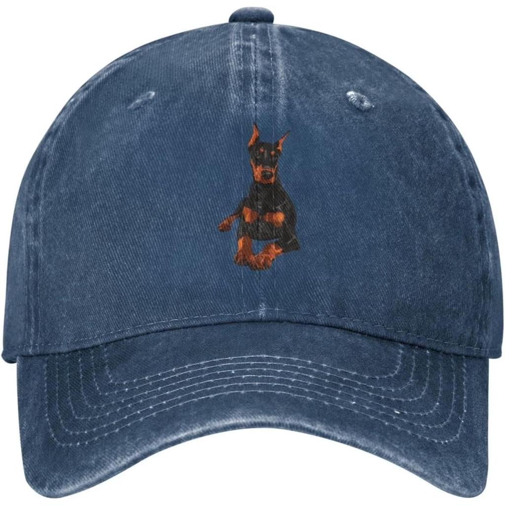DoberUnisex Pinscher Puppy Baseball Cap Washed Denim Casual Adjustable Hat for Unisex